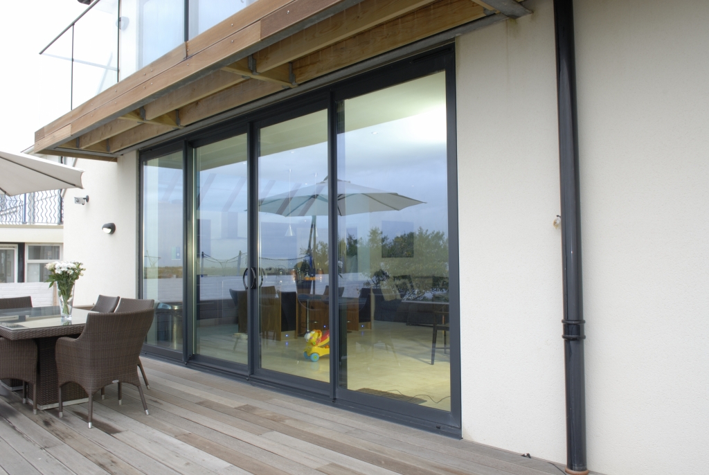 grey sliding patio doors